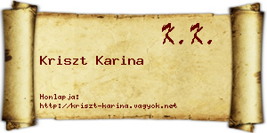 Kriszt Karina névjegykártya